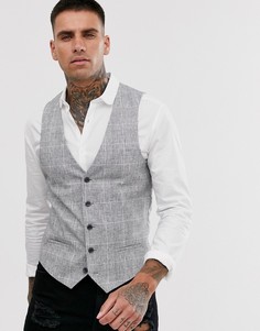 Серый жилет в клетку River Island wedding - Серый