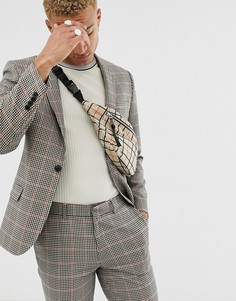 Пиджак скинни в коричневую клетку ASOS DESIGN - Коричневый