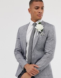 Синий приталенный льняной блейзер ASOS DESIGN wedding - Синий
