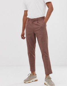Коричневые строгие укороченные брюки в клетку зауженного кроя ASOS DESIGN - Коричневый