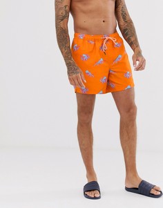 Оранжевые шорты для плавания с принтом осьминога Burton Menswear - Оранжевый