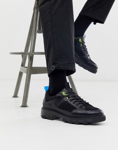 Черные туфли на толстой подошве со шнуровкой и неоново-желтой отделкой ASOS DESIGN - Черный