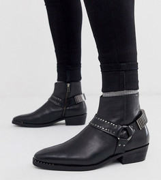 Черные кожаные ботинки челси в стиле вестерн с заклепками ASOS DESIGN - Черный