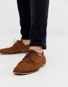 Светло-коричневые туфли из искусственной кожи на шнуровке с плетеной отделкой ASOS DESIGN - Рыжий