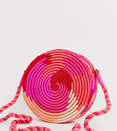 Круглая соломенная сумка через плечо Accessorize Rosa - Розовый