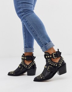 Черные ботильоны на каблуке с заклепками Kurt Geiger Sybil - Черный