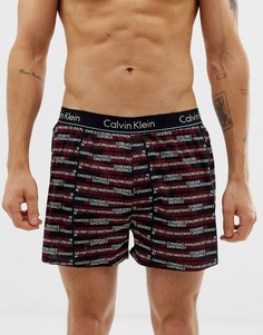 Черные тканые боксеры с броским логотипом Calvin Klein - Черный