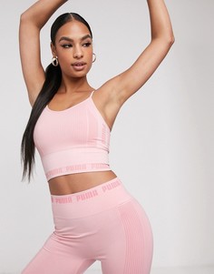 Розовый бесшовный кроп-топ Puma - Розовый
