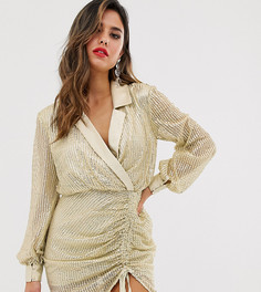 Платье-смокинг мини с контрастной атласной отделкой ASOS DESIGN - Зеленый