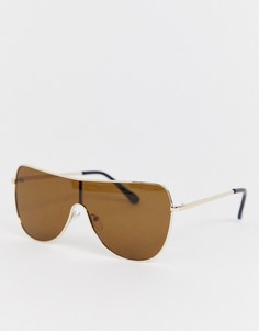 Солнцезащитные очки в золотистой оправе с прямым верхом Jeepers Peepers - Золотой