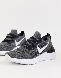 Черно-белые кроссовки Nike Running Epic React Flyknit - Фиолетовый
