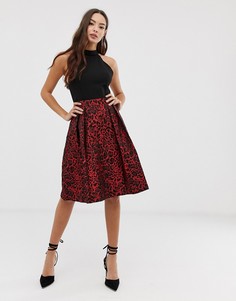 Короткое приталенное платье 2 в 1 с леопардовым принтом Girl In Mind - Красный