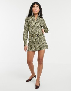 Мини-юбка от комплекта с принтом People Tree x V&A - archive - Зеленый