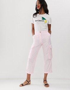 Брюки в стиле милитари с вышивкой ришелье ASOS DESIGN - Розовый