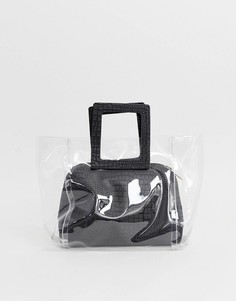 Пластиковая структурированная сумка-тоут с дополнительной сумочкой Yoki - Очистить