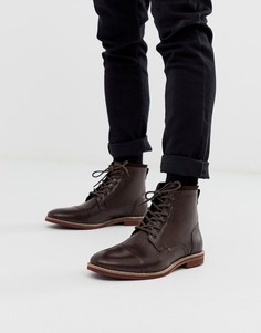 Коричневые кожаные ботинки со шнуровкой и контрастной подошвой ASOS DESIGN - Коричневый