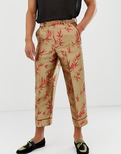 Укороченные строгие жаккардовые брюки с широкими штанинами и цветочным узором ASOS EDITION - Мульти