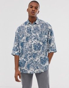 Свободная рубашка с принтом ASOS DESIGN - Синий
