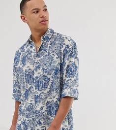 Свободная рубашка с принтом ASOS DESIGN Tall - Синий