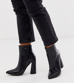 Черные ботильоны на каблуке с рисунком крокодиловой кожи эксклюзивно от Glamorous - Черный