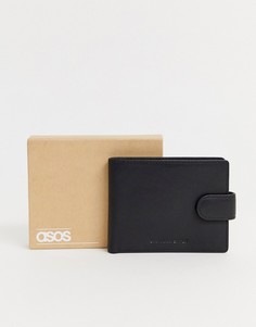 Кожаный бумажник с контрастной подкладкой ASOS DESIGN - Черный