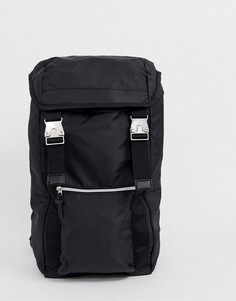 Черный рюкзак с двумя ремешками и металлическими пряжками ASOS DESIGN - Черный