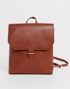 Кожаный рюкзак с продеваемой застежкой ASOS DESIGN - Рыжий