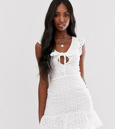 Платье мини с вышивкой ришелье и завязкой Parisian Tall - Белый