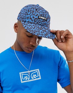 Синяя 6-панельная кепка с леопардовым принтом Obey Bowen - Синий