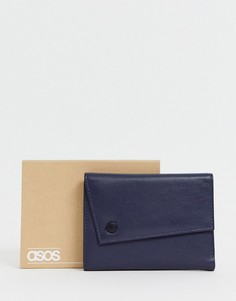 Темно-синий кожаный асимметричный бумажник ASOS DESIGN - Темно-синий