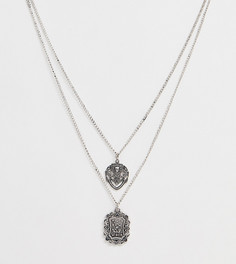 Серебристое ожерелье в несколько рядов с подвеской Reclaimed Vintage inspired эксклюзивно для ASOS - Серебряный