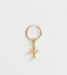 Золотистая серьга-кольцо с крестом ASOS DESIGN - Золотой