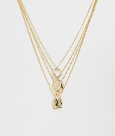 Ярусное золотистое ожерелье с подвесками ASOS DESIGN - Золотой
