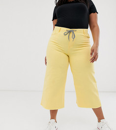 Широкие укороченные джинсы с веревочным поясом и необработанными краями Urban Bliss Plus - Желтый