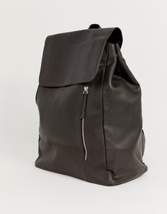 Коричневый кожаный рюкзак с молнией ASOS DESIGN - Коричневый