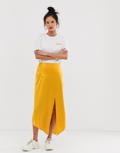 Желтая юбка миди с разрезом сбоку Miss Selfridge - Желтый