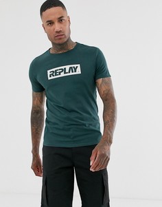 Темно-зеленая футболка с логотипом Replay - Зеленый