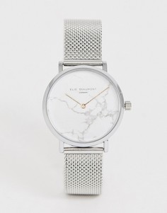 Серебристые часы с сетчатым браслетом и мраморным эффектом на циферблате Elie Beaumont - Серебряный