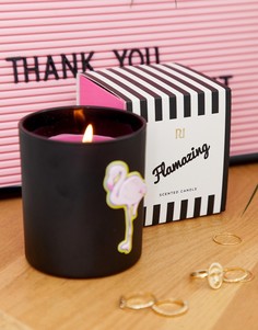 Свеча в черной емкости с изображением фламинго River Island - Розовый