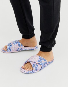 Атласные слиперы с перекрестными ремешками с принтом ASOS DESIGN - Zest - Мульти