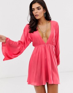 Розовый атласный пляжный ромпер ASOS DESIGN - Розовый