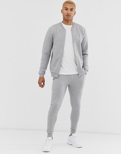 Серый спортивный костюм с бомбером ASOS DESIGN - Серый
