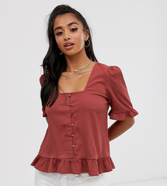 Блузка на пуговицах с квадратным вырезом Vero Moda Petite - Розовый