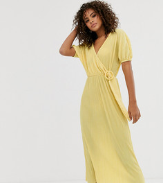 Плиссированное чайное платье миди с пряжкой ASOS DESIGN Tall - Розовый