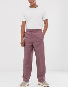 Строгие брюки с широкими штанинами и штрихованным узором ASOS DESIGN - Фиолетовый