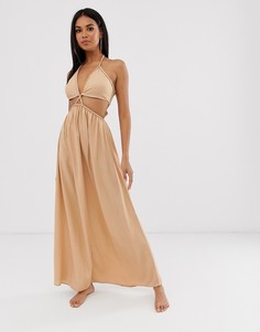 Пляжное платье макси с вырезами ASOS DESIGN - Коричневый