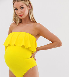 Желтый слитный купальник-бандо с оборками ASOS DESIGN recycled maternity - Желтый