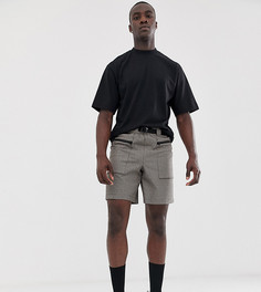 Шорты в клетку с поясом ASOS DESIGN Tall - Коричневый
