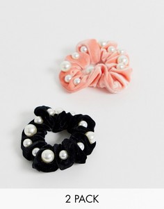 Набор из 2 бархатных резинок для волос ASOS DESIGN - Мульти