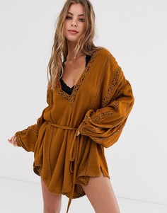 Ромпер с вышивкой Free People - I Mean It - Оранжевый